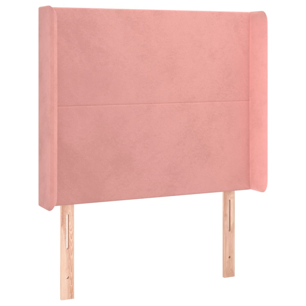 Cama box spring c/ colchão/LED 90x190 cm veludo rosa