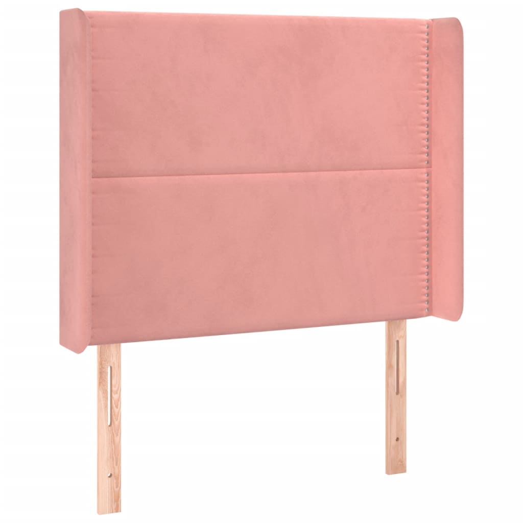 Cama box spring c/ colchão/LED 90x190 cm veludo rosa