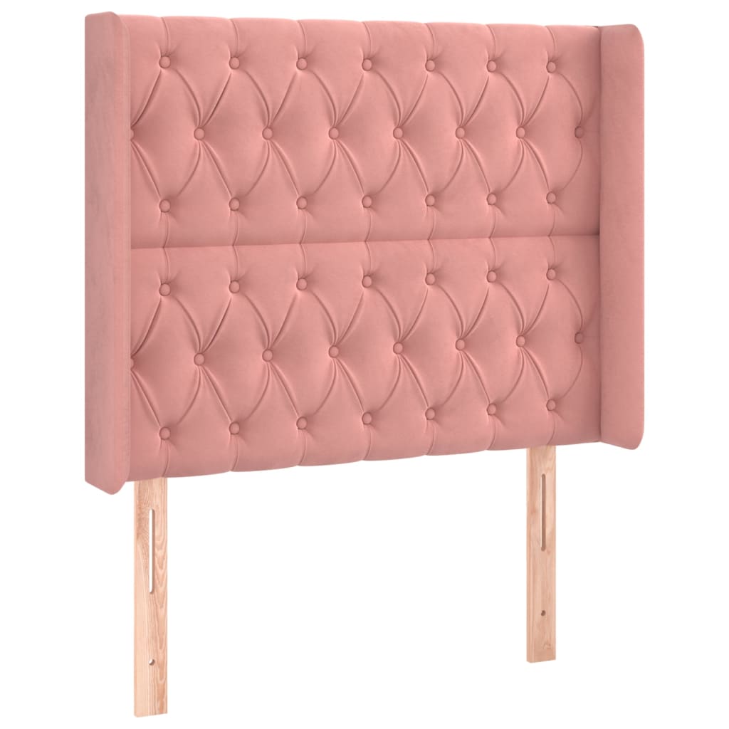 Cama box spring c/ colchão/LED 100x200 cm veludo rosa