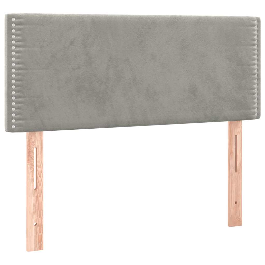 Cama com molas/colchão 100x200 cm veludo cinza-claro