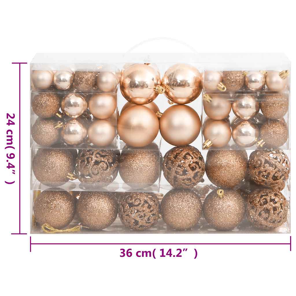 111 pcs conjunto de enfeites de Natal poliestireno rosa dourado