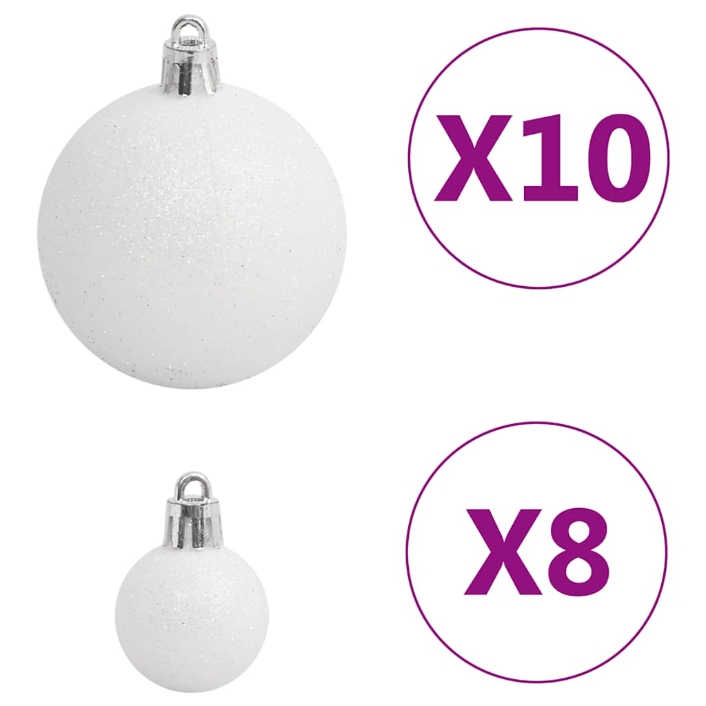 111 pcs conjunto de enfeites de Natal poliestireno branco/cinza