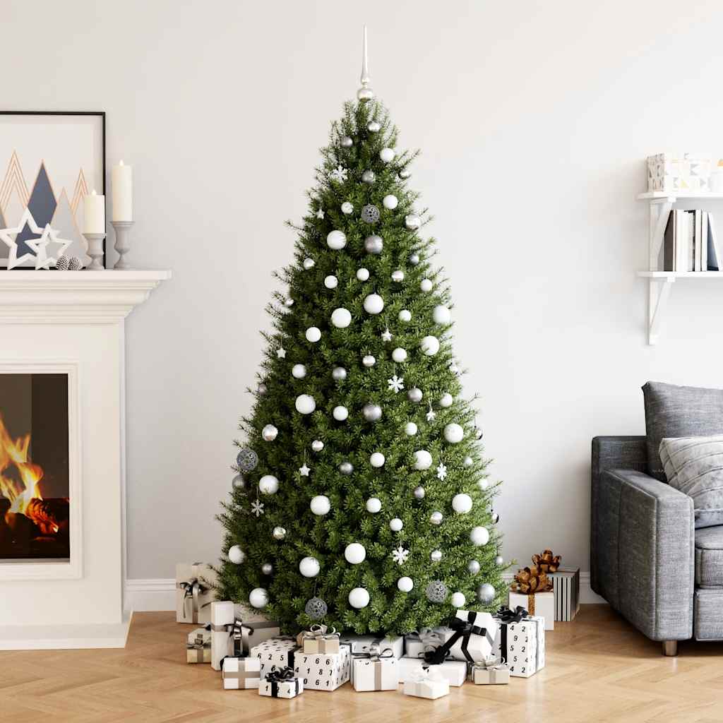 111 pcs conjunto de enfeites de Natal poliestireno branco/cinza