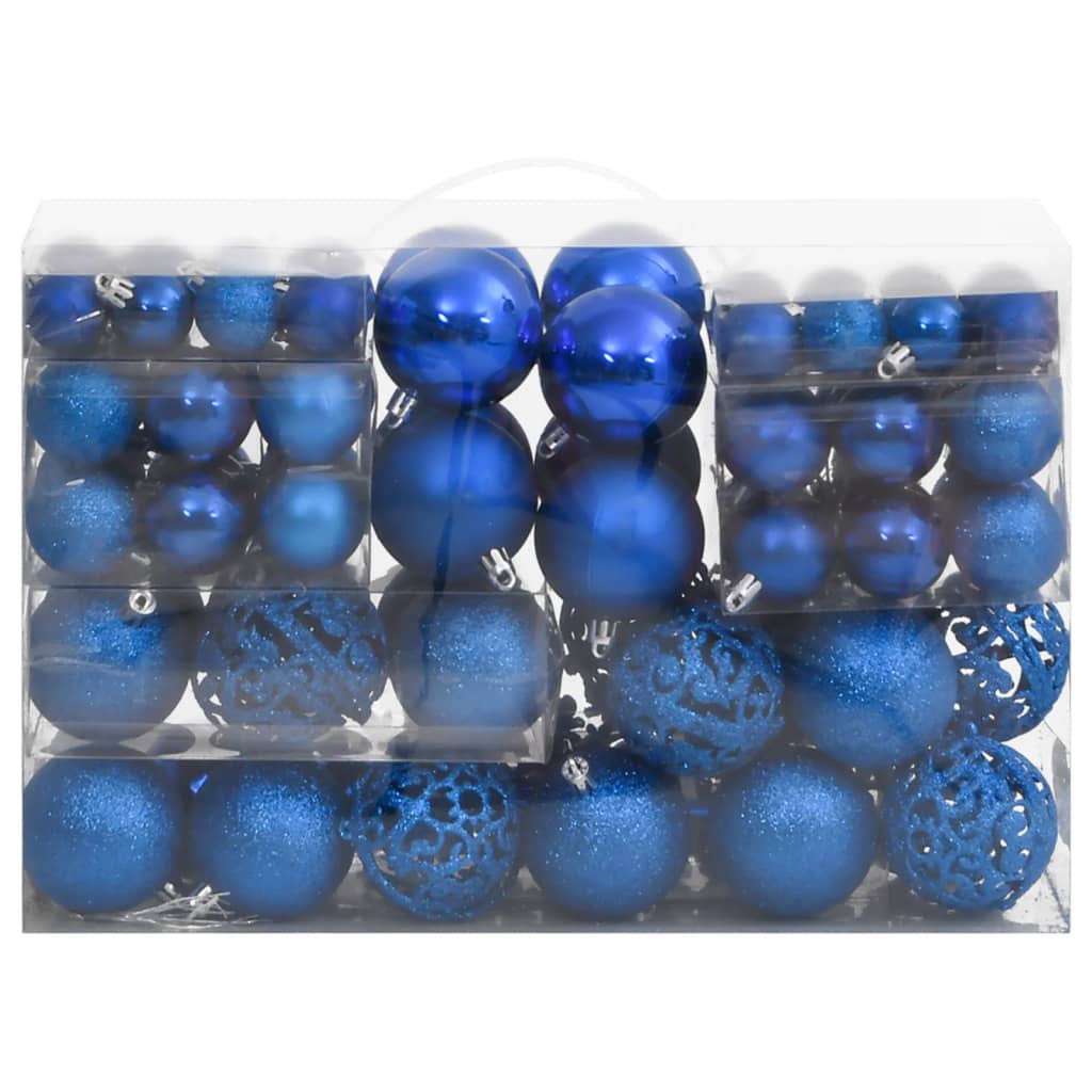 111 pcs conjunto de enfeites de Natal poliestireno azul