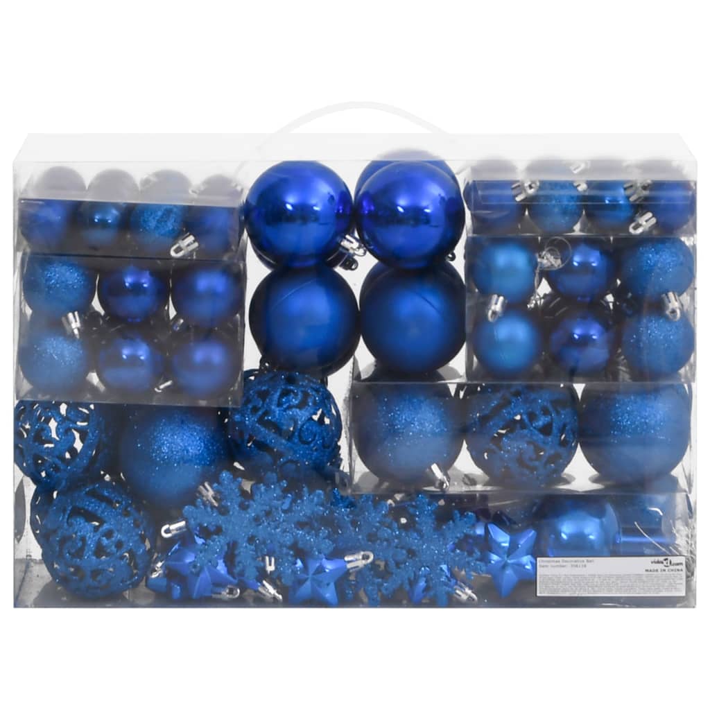 111 pcs conjunto de enfeites de Natal poliestireno azul