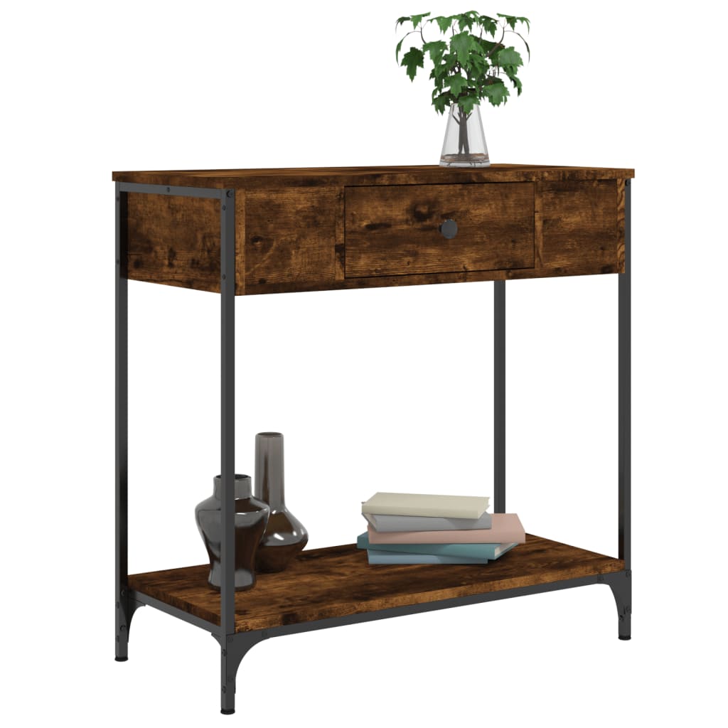 Mesa consola 75x34,5x75 cm derivados de madeira carvalho fumado