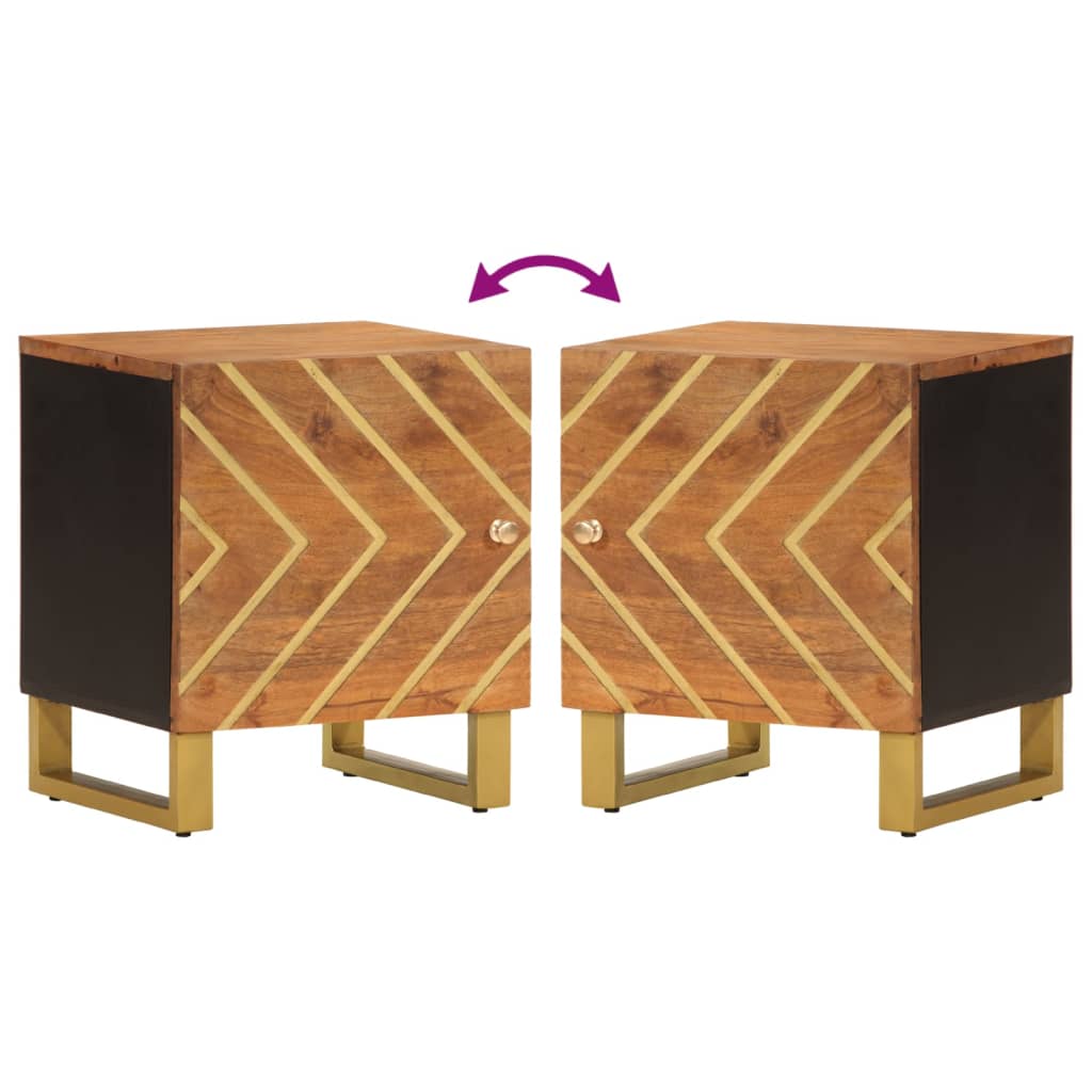 Mesas de cabeceira 2 pcs mangueira maciça castanho e preto
