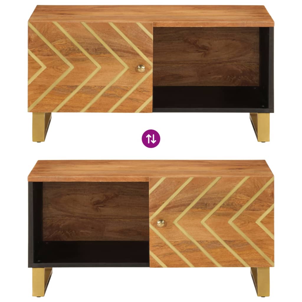 Mesa de centro 80x50x40 cm mangueira maciça castanho e preto