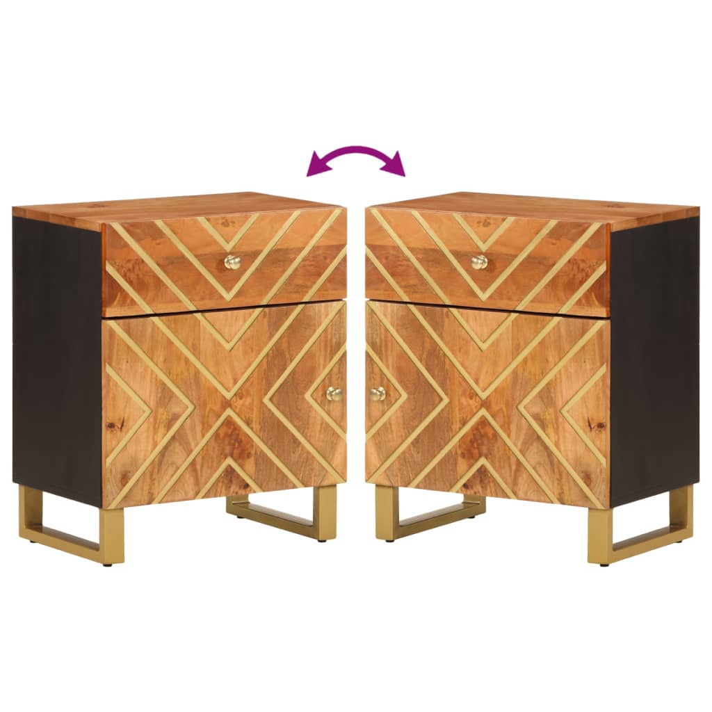 Mesa de cabeceira 50x33x60 cm mangueira maciça castanho e preto