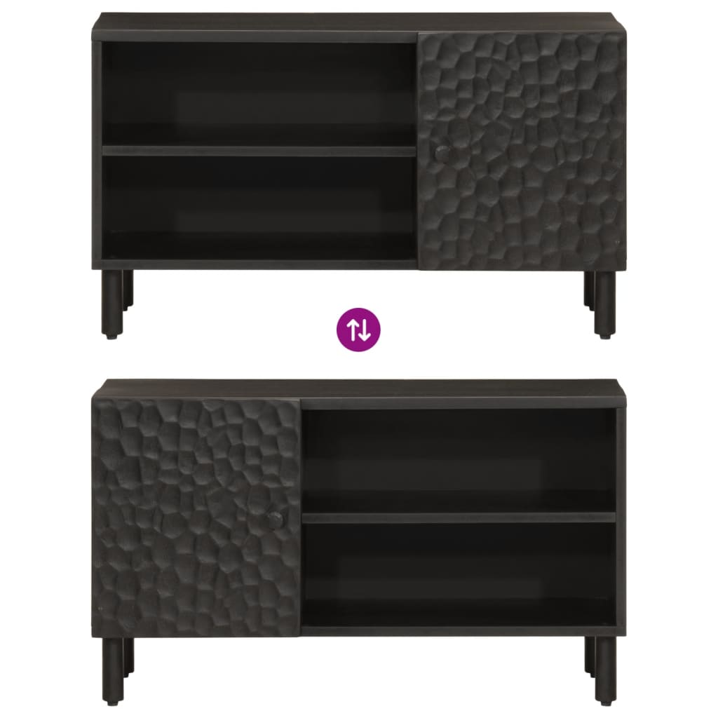Móvel de TV 80x31x46 cm madeira de mangueira maciça preto