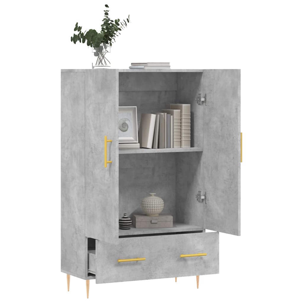 Aparador alto 69,5x31x115 cm derivados de madeira cinza-cimento