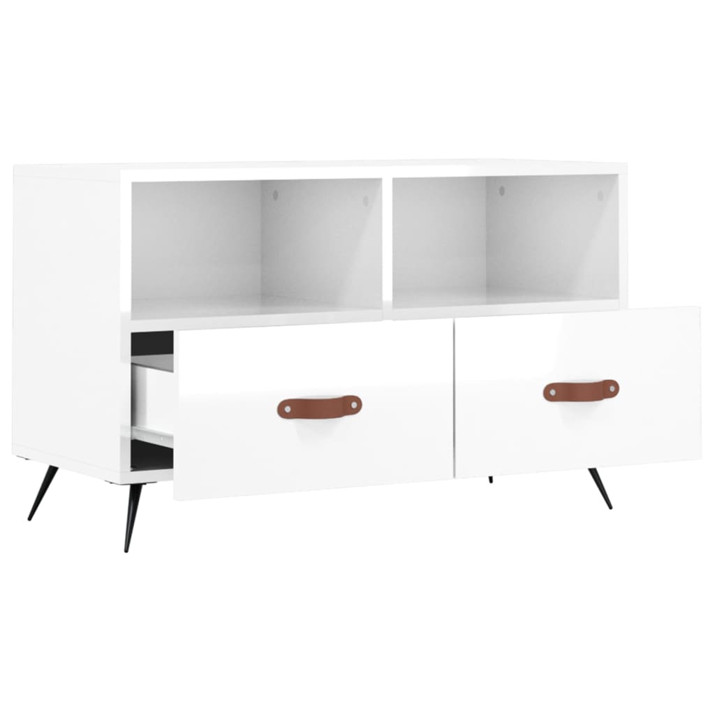 Móvel de TV 80x36x50 cm derivados de madeira branco brilhante