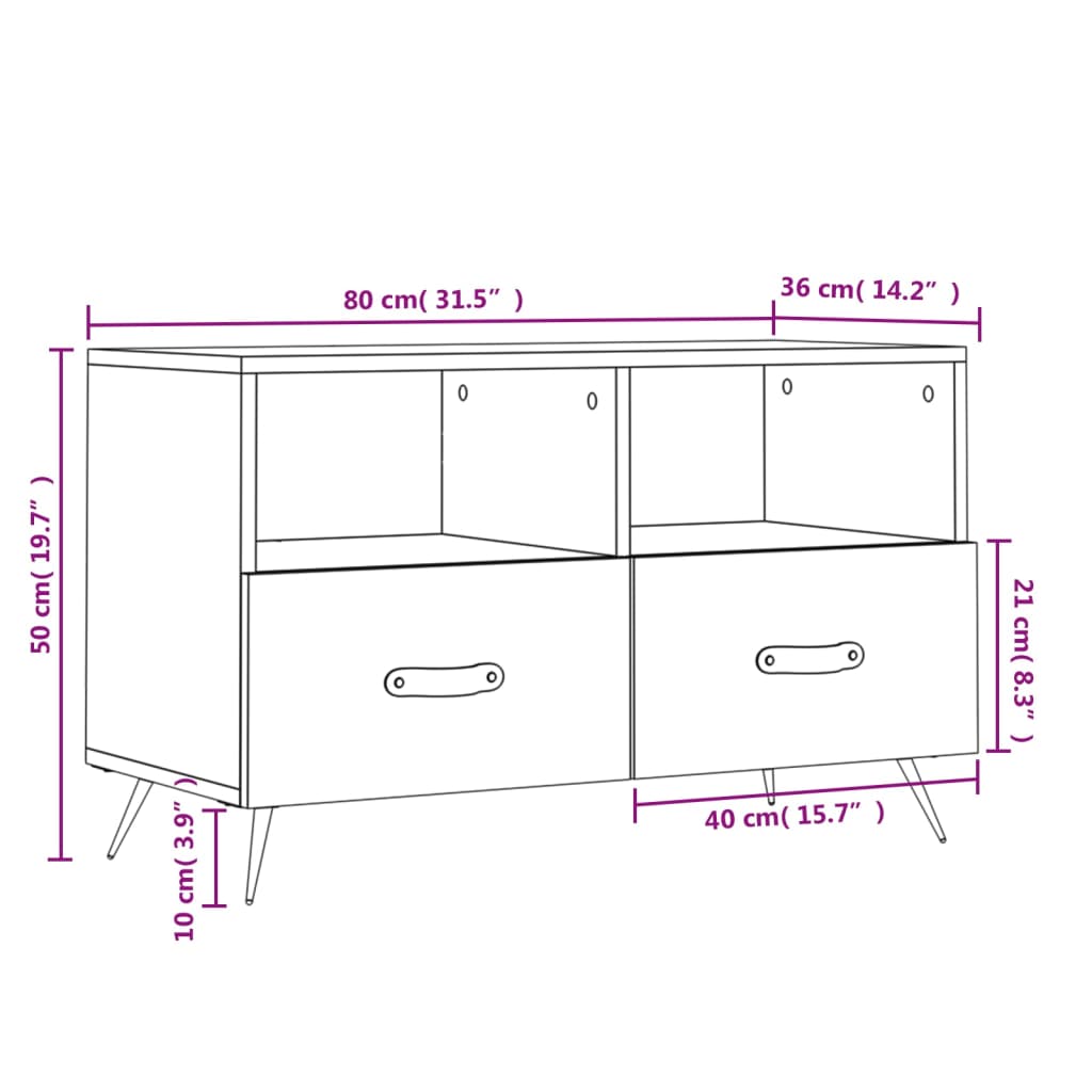 Móvel de TV 80x36x50 cm derivados de madeira cinzento sonoma
