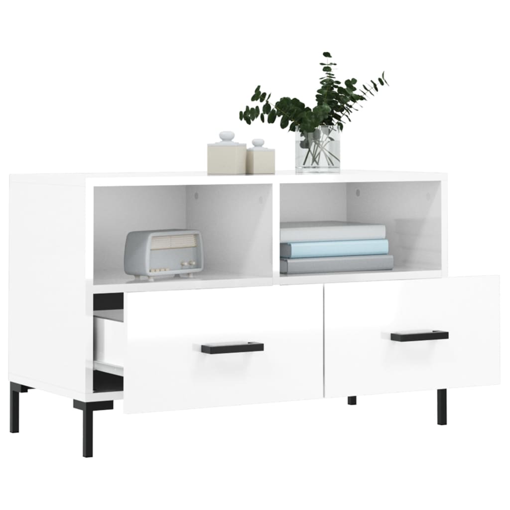 Móvel de TV 80x36x50 cm derivados de madeira branco brilhante