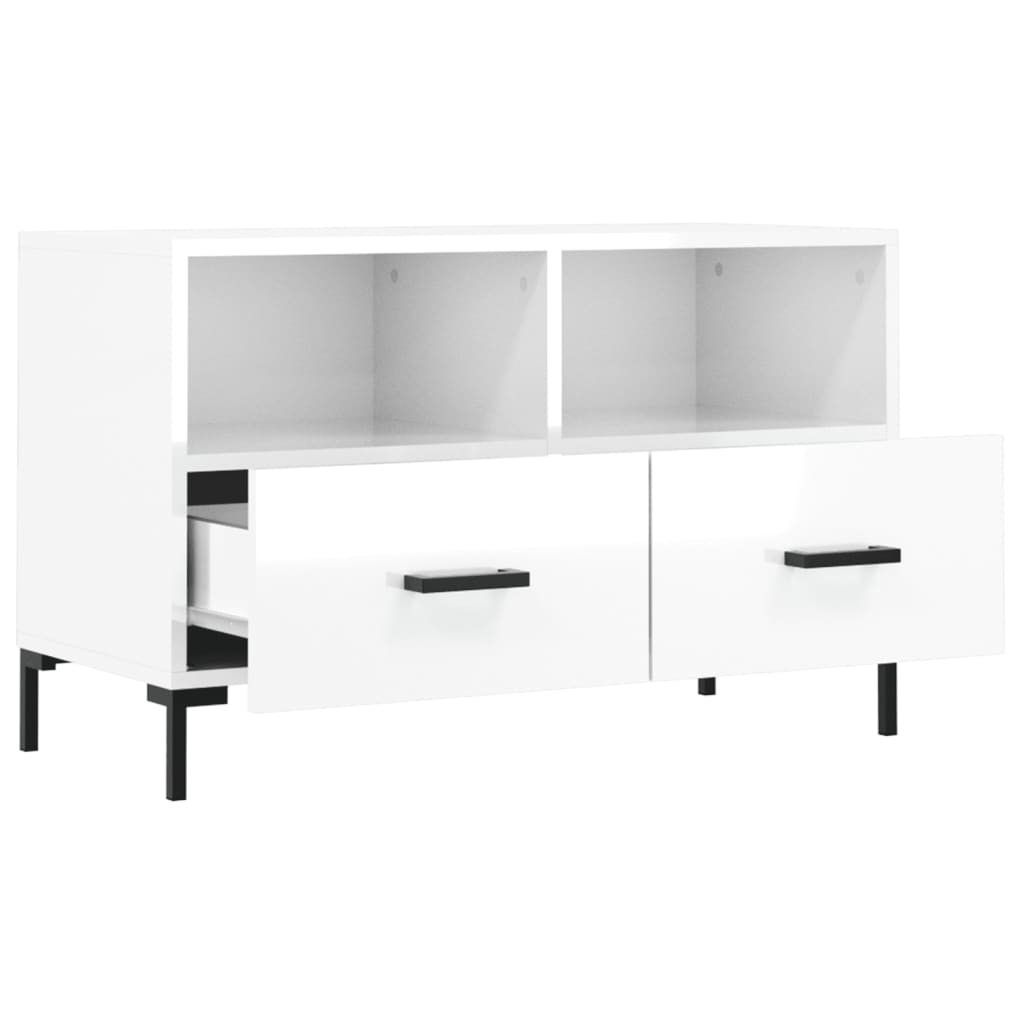Móvel de TV 80x36x50 cm derivados de madeira branco brilhante