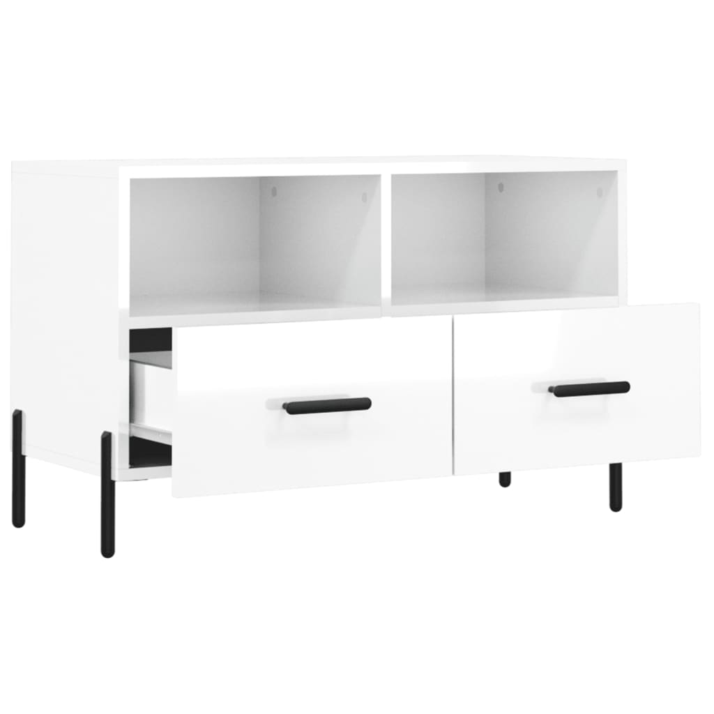 Móvel de TV 80x36x50 cm derivados de madeira branco brilhante