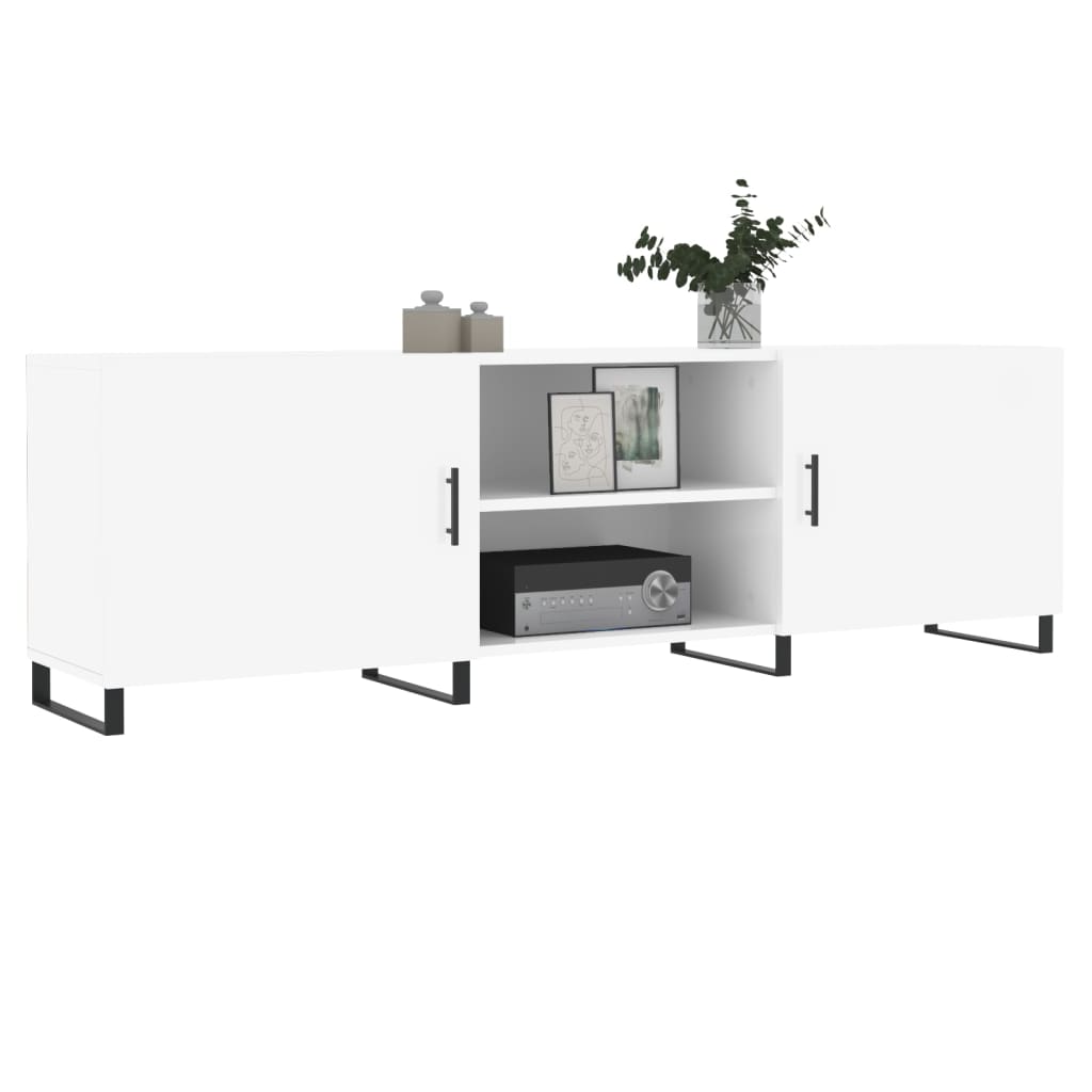 Móvel de TV 150x30x50 cm derivados de madeira branco brilhante
