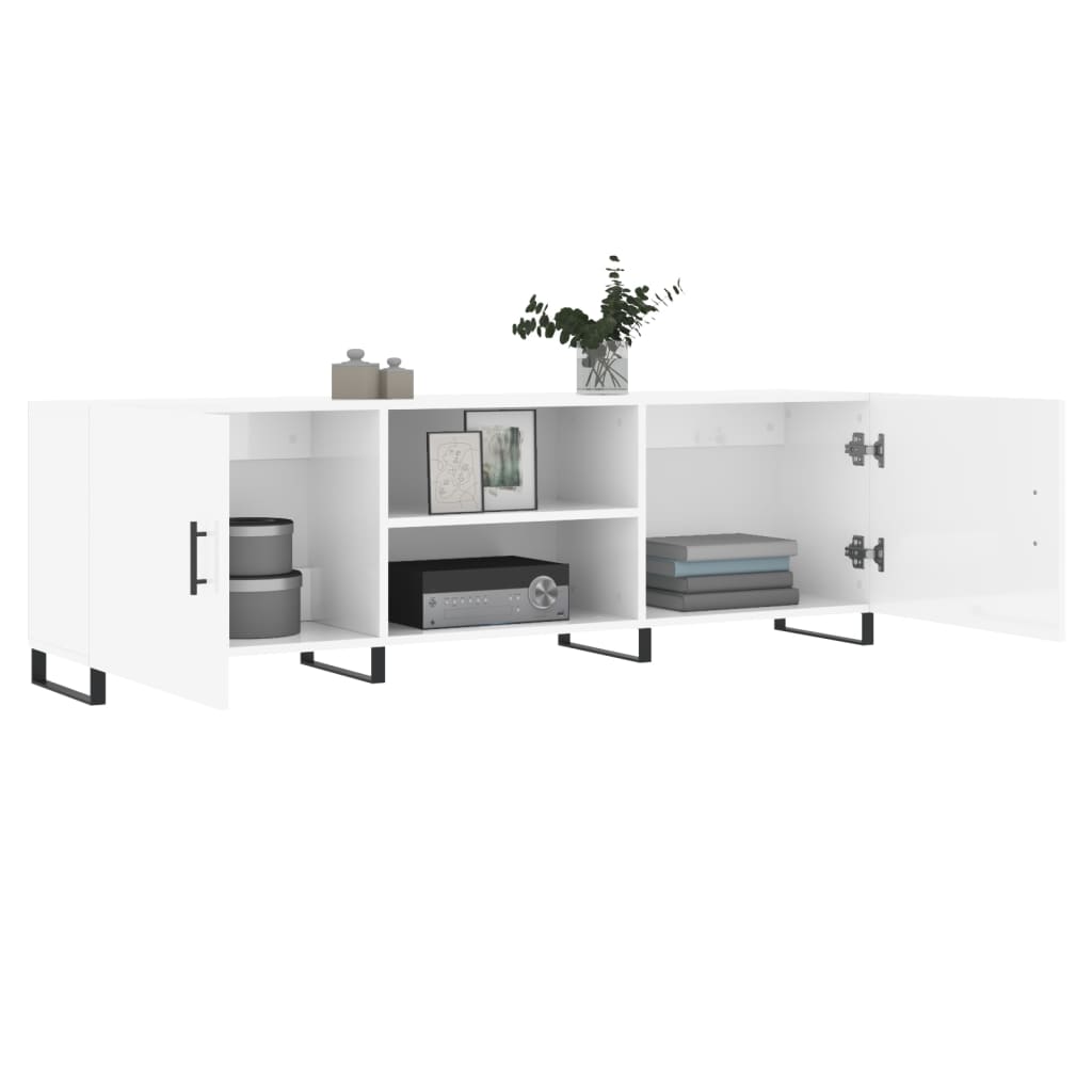 Móvel de TV 150x30x50 cm derivados de madeira branco brilhante