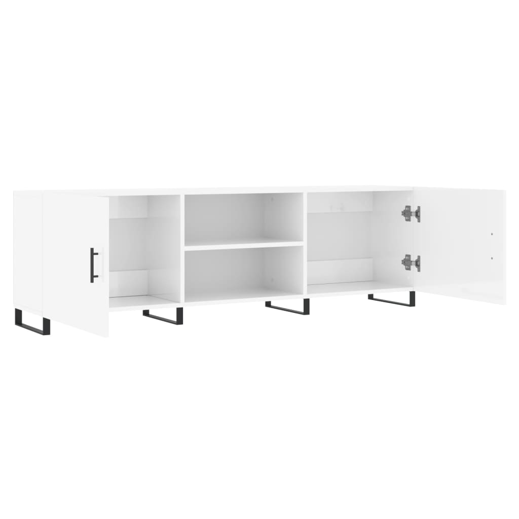Móvel de TV 150x30x50 cm derivados de madeira branco brilhante