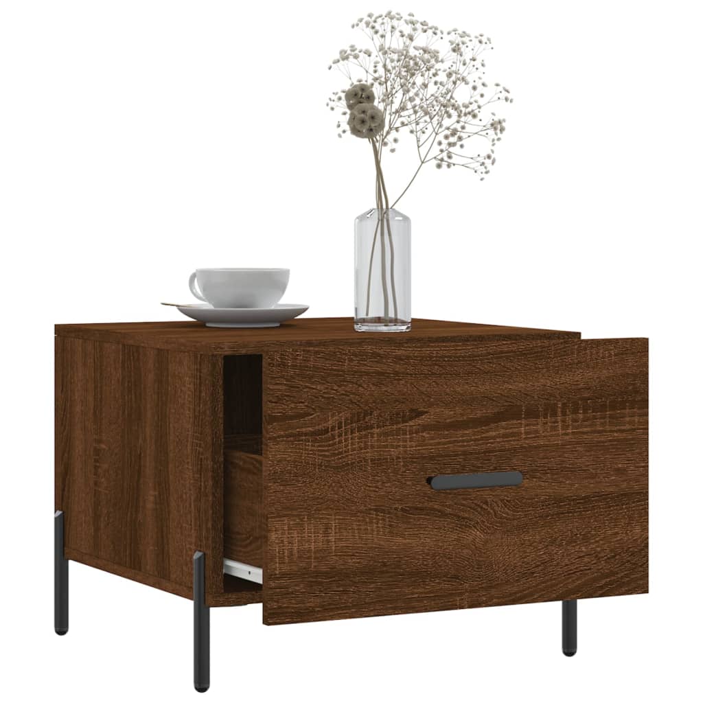 Mesa centro 2 pcs 50x50x40 cm madeira proc. carvalho castanho