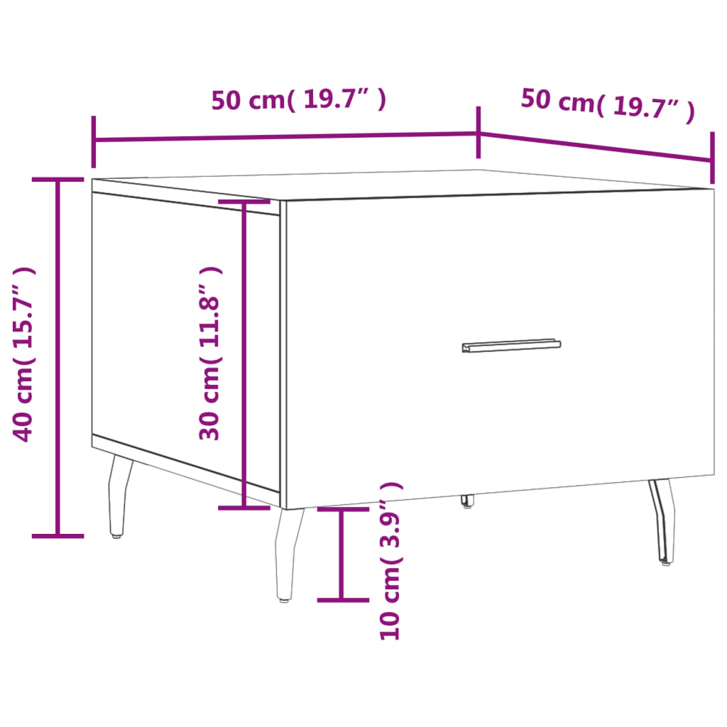 Mesa de centro 50x50x40 cm derivados madeira sonoma cinza