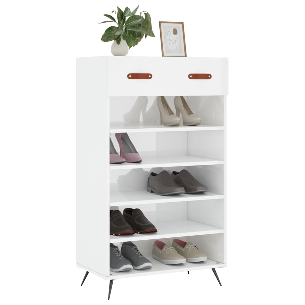 Sapateira 60x35x105 cm derivados de madeira branco brilhante