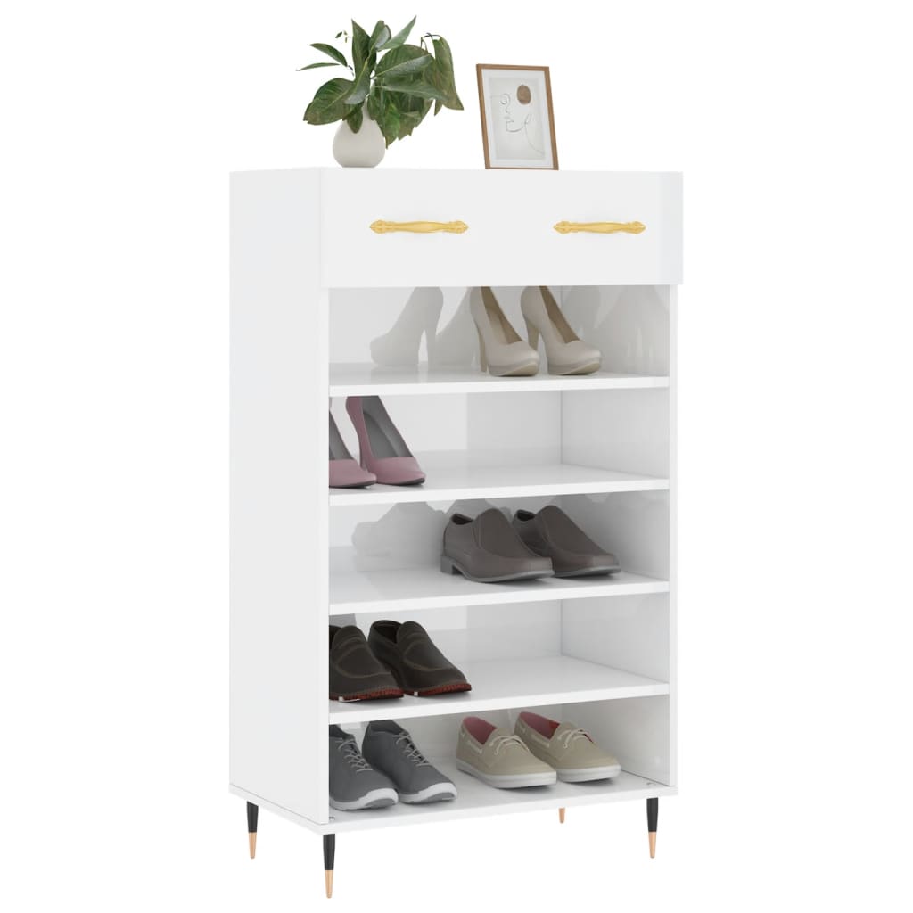 Sapateira 60x35x105 cm derivados de madeira branco brilhante