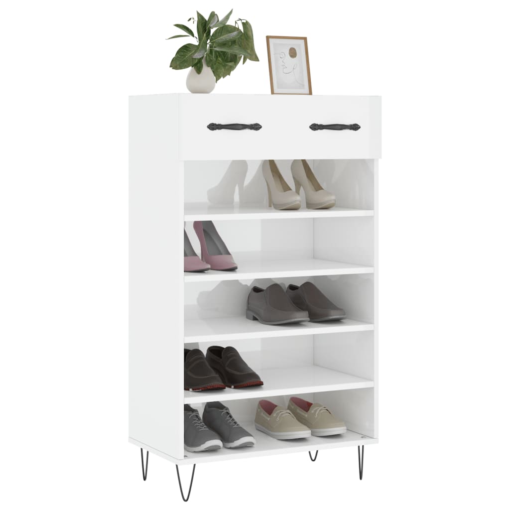 Sapateira 60x35x105 cm derivados de madeira branco brilhante