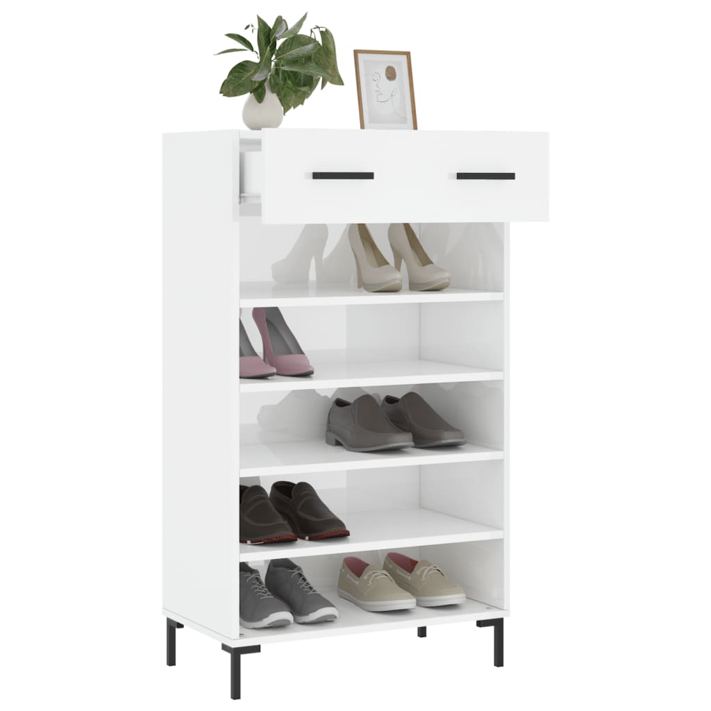 Sapateira 60x35x105 cm derivados de madeira branco brilhante