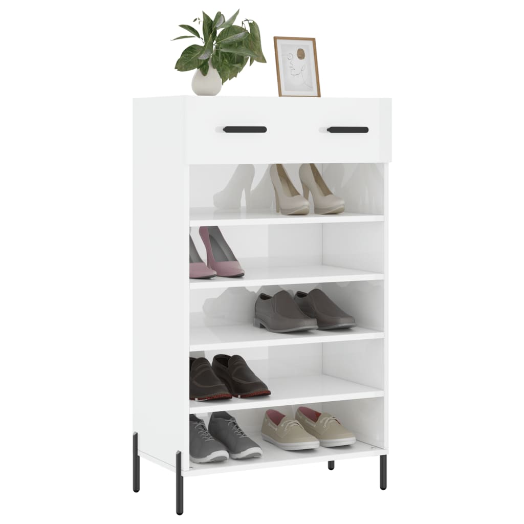 Sapateira 60x35x105 cm derivados de madeira branco brilhante