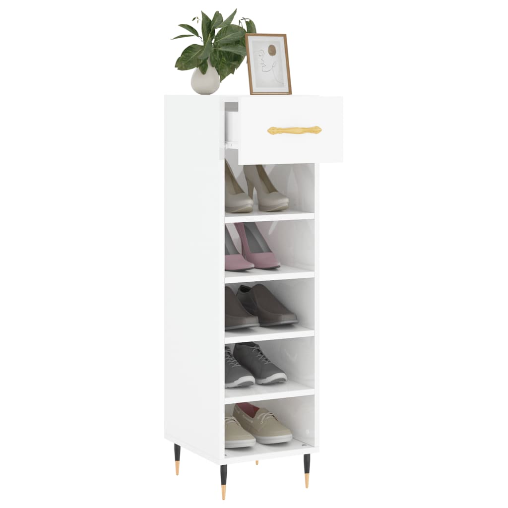 Sapateira 30x35x105 cm derivados de madeira branco brilhante
