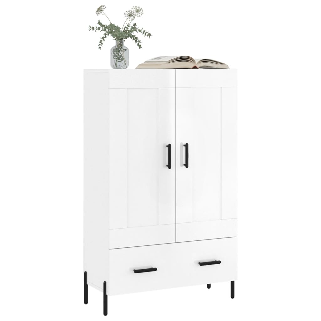 Aparador alto 69,5x31x115 cm derivados madeira branco brilhante