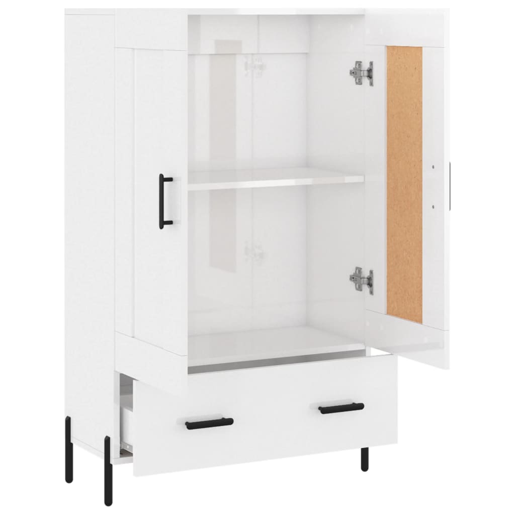 Aparador alto 69,5x31x115 cm derivados madeira branco brilhante