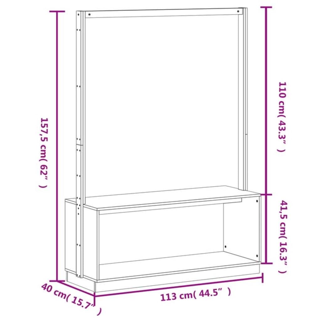 Bengaleiro c/ sapateira 113x40x157,5 cm pinho maciço branco