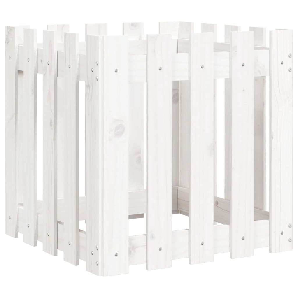 Vaso de jardim c/ design cerca 50x50x50 cm pinho maciço branco