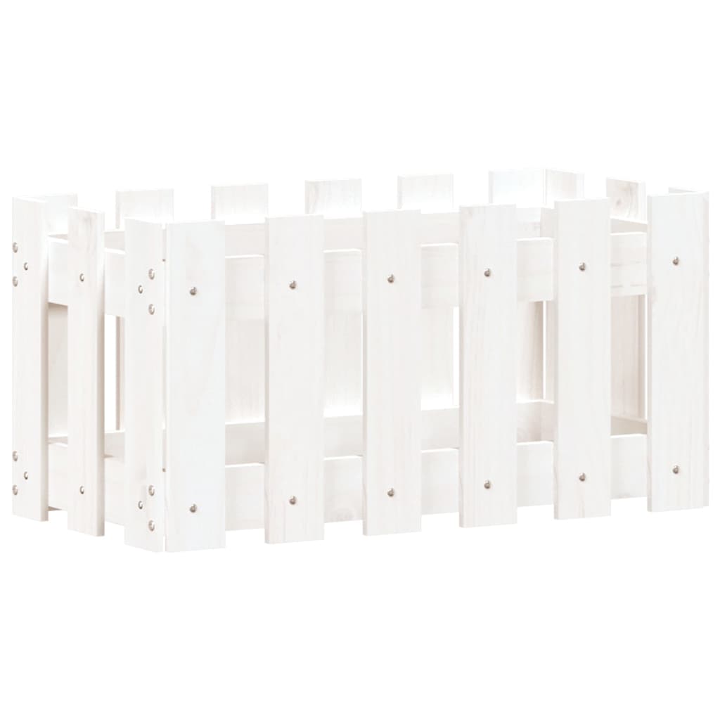 Vaso de jardim c/ design cerca 60x30x30 cm pinho maciço branco