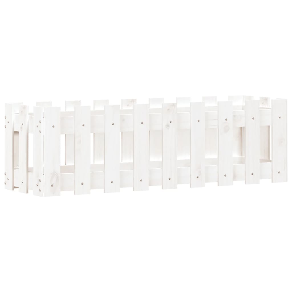 Canteiro elevado design cerca 100x30x30 cm pinho maciço branco