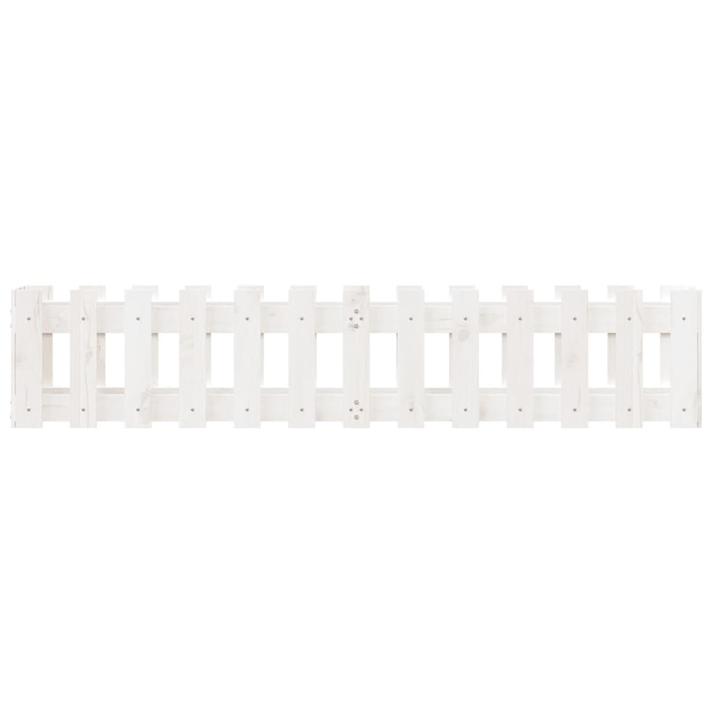 Canteiro elevado design cerca 150x30x30 cm pinho maciço branco