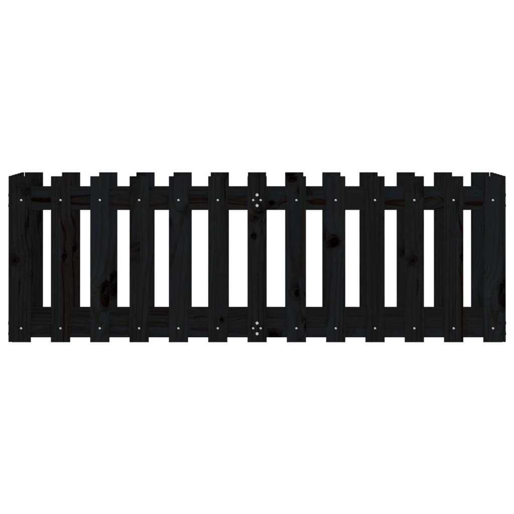 Canteiro elevado c/ design cerca 150x50x50cm pinho maciço preto
