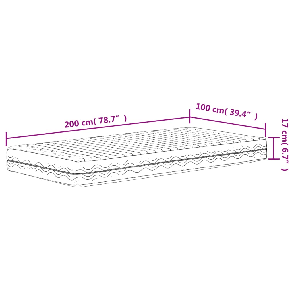 Colchão de espuma 100x200 cm dureza H2 H3 branco
