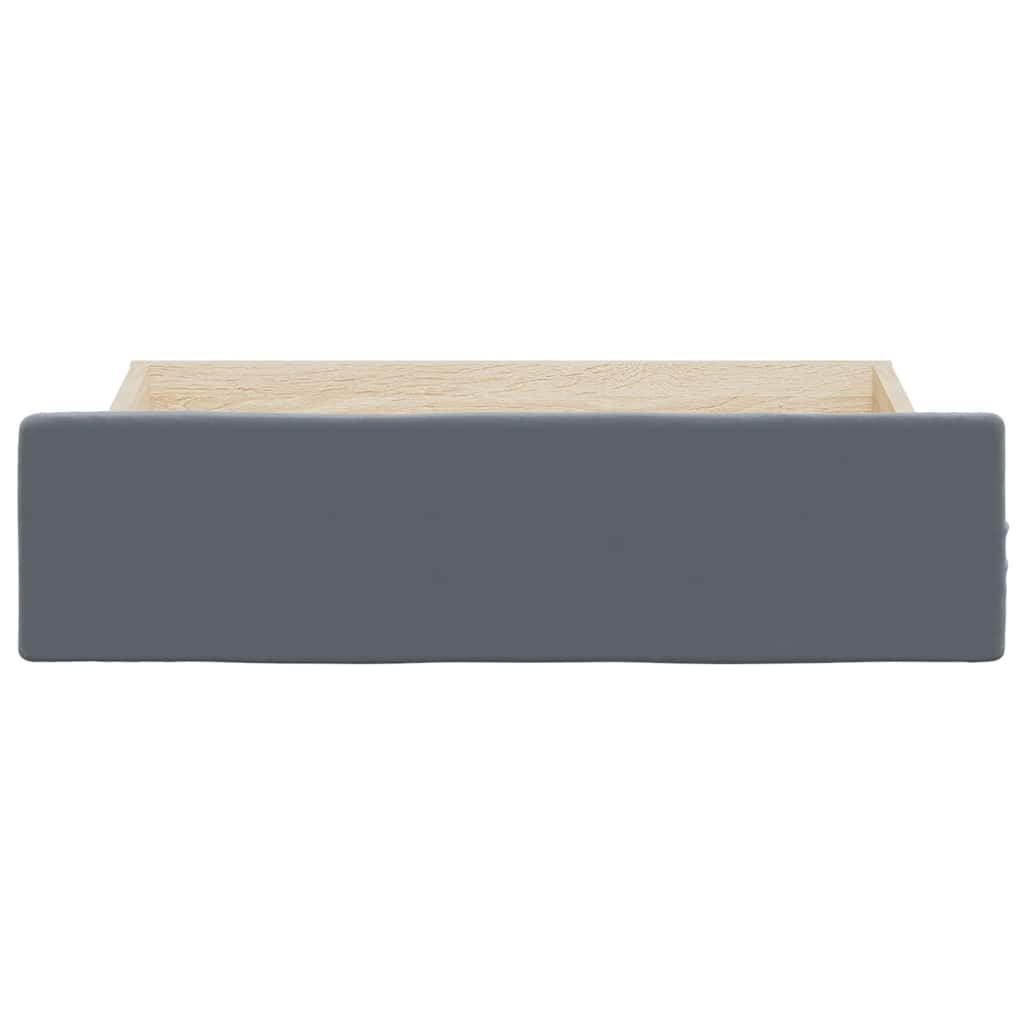 Gavetas de cama 2pcs derivados de madeira e veludo cinza-escuro