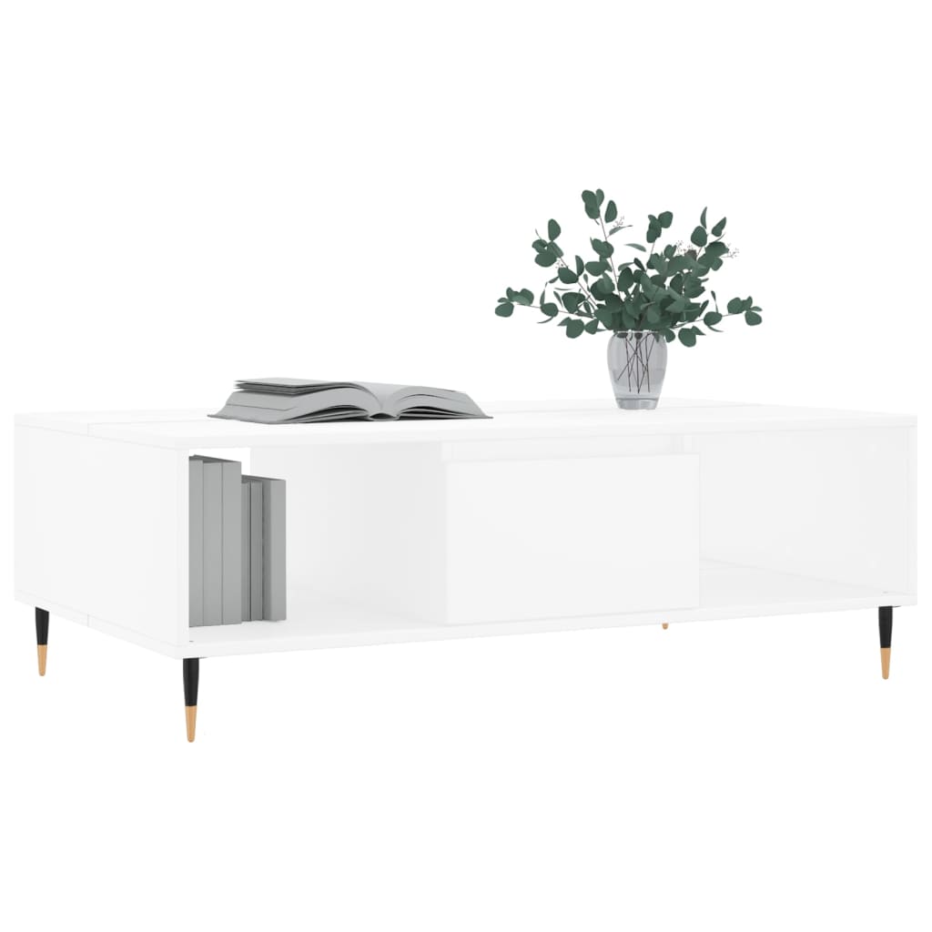 Mesa de centro 104x60x35 cm derivados madeira branco brilhante