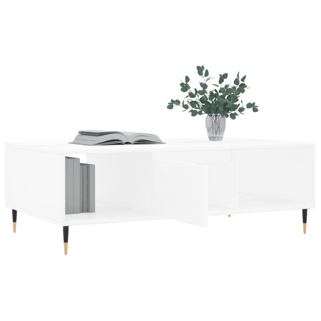 Mesa de centro 104x60x35 cm derivados madeira branco brilhante