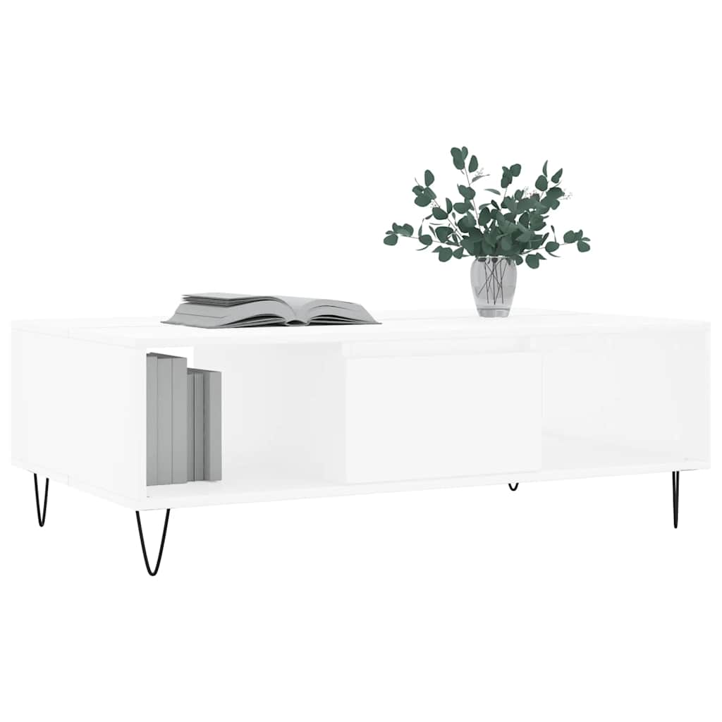 Mesa de centro 104x60x35 cm derivados madeira branco brilhante