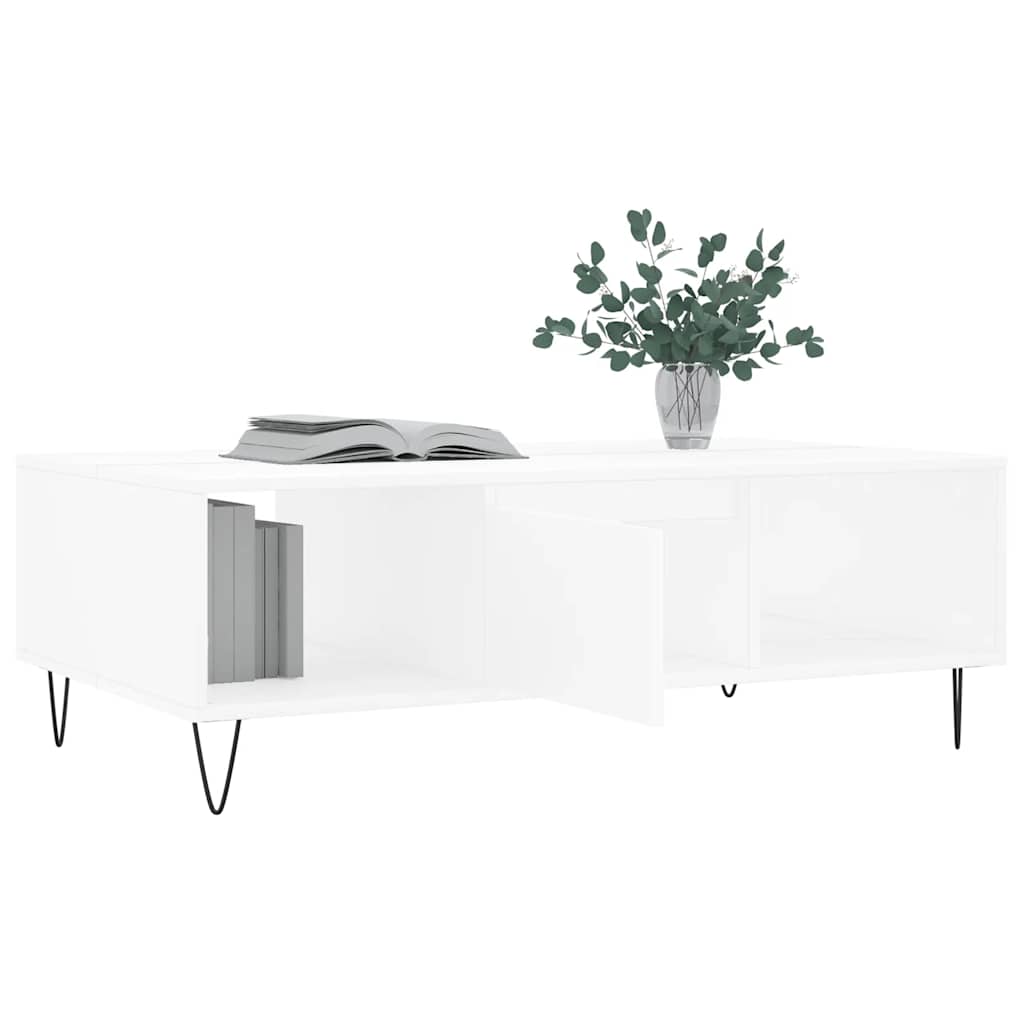 Mesa de centro 104x60x35 cm derivados madeira branco brilhante