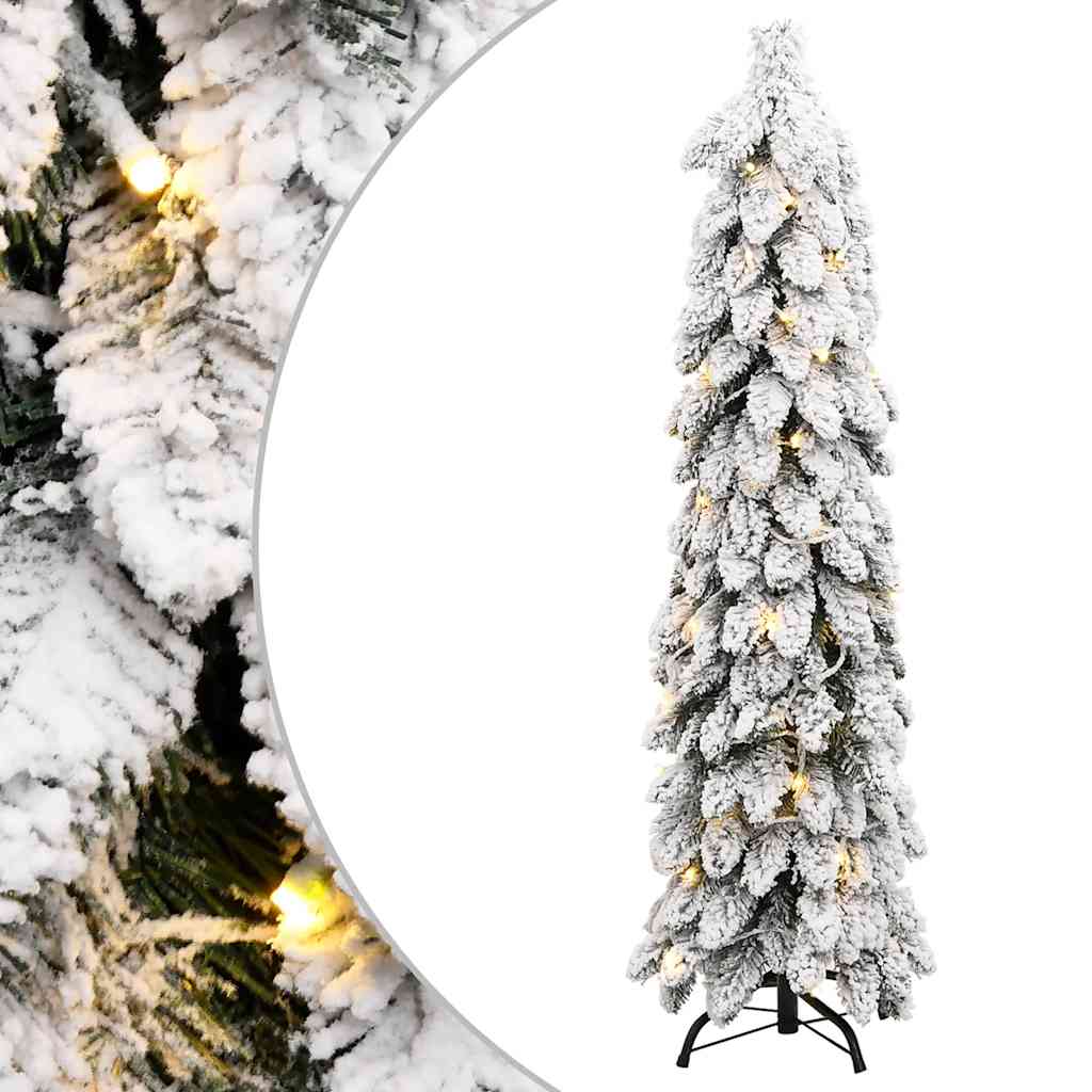 Árvore Natal artificial pré-iluminada 60 LEDs e flocos de neve