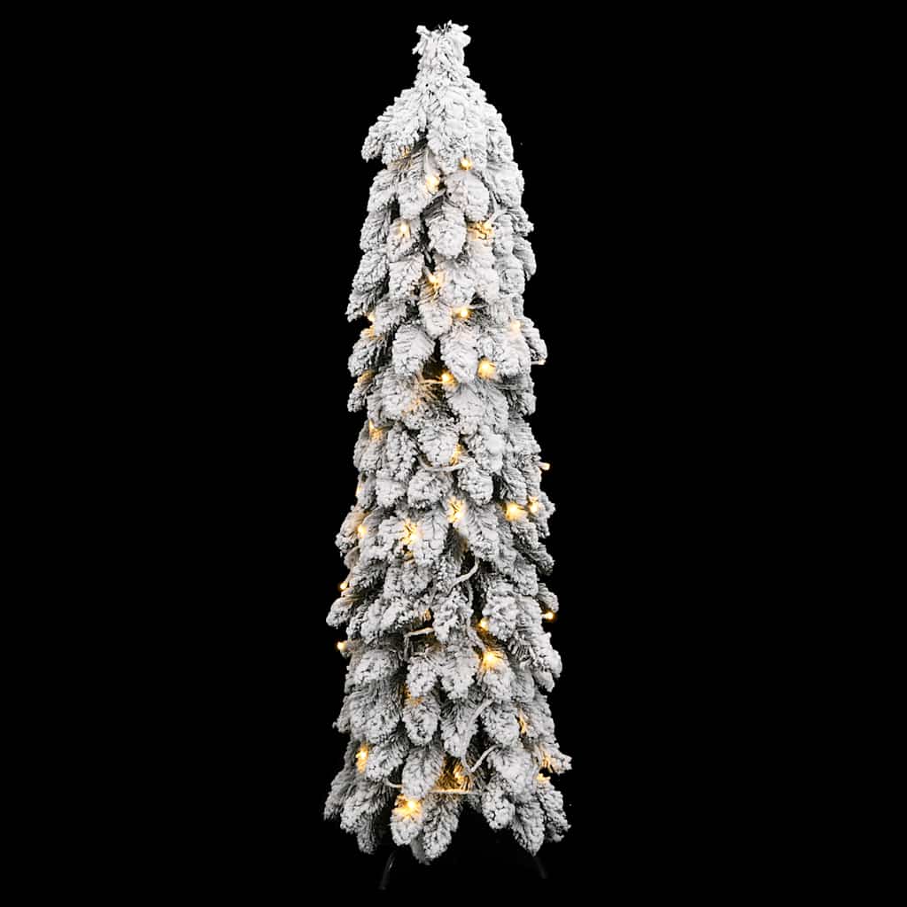 Árvore Natal artificial pré-iluminada 60 LEDs e flocos de neve