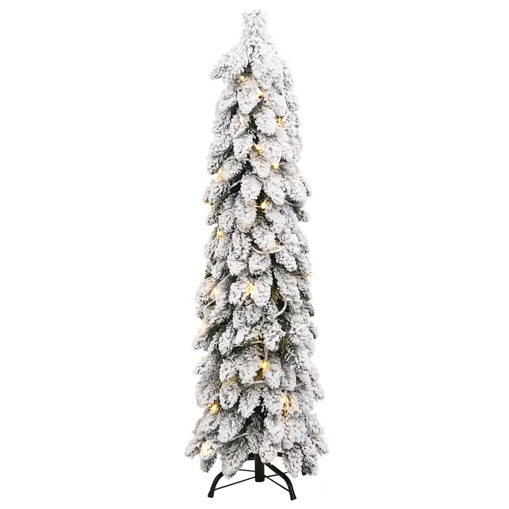 Árvore Natal artificial pré-iluminada 60 LEDs e flocos de neve