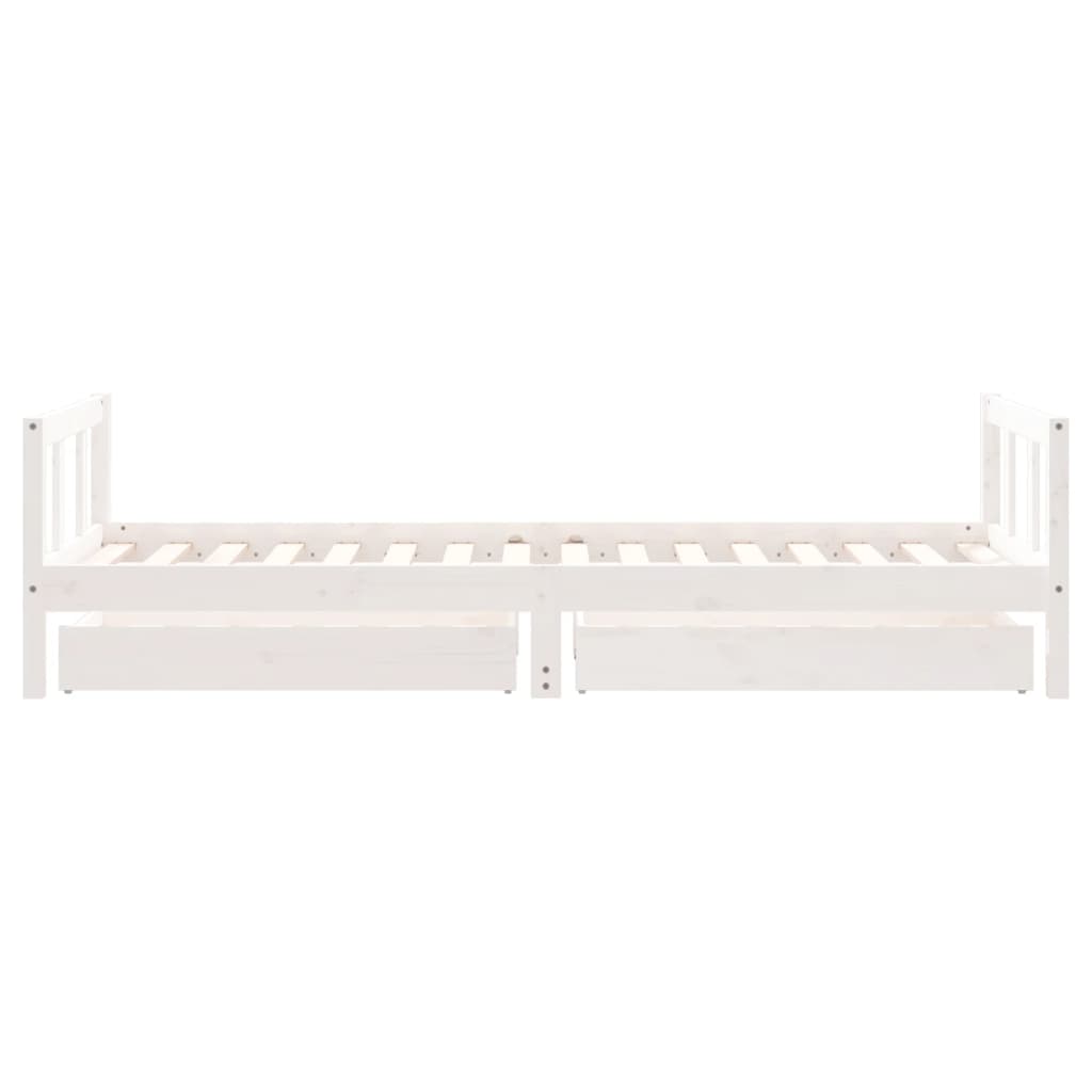Estrutura cama infantil c/ gavetas 90x200cm pinho maciço branco