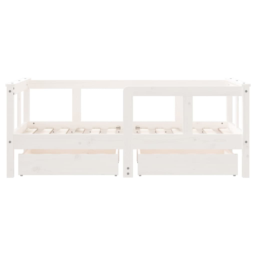 Estrutura cama infantil c/ gavetas 70x140cm pinho maciço branco